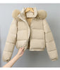 Winter Short Parkas Women's Cotton-padded Clothes Fleece Lining Thicken Warm Outerwear Fur Collar Removable Hooded Quilted Coat