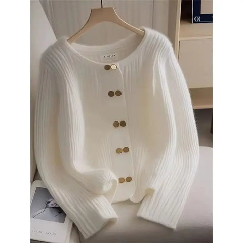 Autumn Winter Korean Sweater Cardigan Women Long Sleeve Casual White Loose Knitwear Ladies Sweater Jacket Female Top