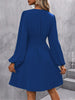 Dresses Woman Clothing V Neck Lantern Sleeve Wrap Mini Dress Ruched Waist Flowy Hem Elegant for Autumn and Party Styles