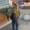 Retro Y2k Women Leopard Fleece Cropped Coat Stand Neck Oriental Frog Fastener Long Sleeve Fuzzy Fur Short Jacket Date Streetwear