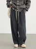 Women Pant Loose Retro High Waisted Casual Wide Leg Pants Solid Plush Thick Warm Female Trousers Spring Autumn
