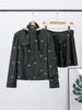 Embroidery Lace Up Bow Suit Jacket Short Skirt Suits Women Elegant Long Sleeve Waist Cinching Coats High Waist Skirts Outfit