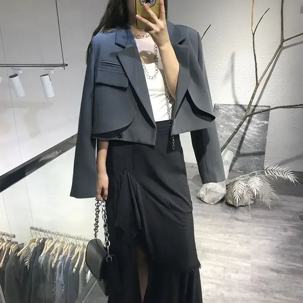 Crop Black Short Clothing Women's Blazers Female Coats and Jackets White Outerwear Youthful Woman Clothes Korean Bring