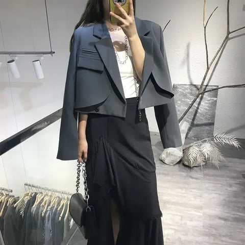 Crop Black Short Clothing Women's Blazers Female Coats and Jackets White Outerwear Youthful Woman Clothes Korean Bring