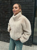 Women's Faux Fur Jacket Zipper Warm Plush Coat Oversized Soft Fluffy Stand Up Collar Autumn Winter Casual Jacket