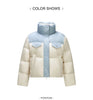 Down Jacket Women Waterproof Patchwork Oversize Stand Collar Winter Coat