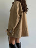Autumn Chic Women Short Trench Jacket Stand Collar Drawstring Waist Cinching Long Sleeve Zipper Casual Outerwear Coat
