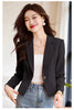 short blazer for women single breasted long sleeve autumn elegant office clothes black white pink