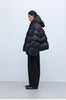 Stylish Silhouette 90% White Goose down Hooded down Jacket for Women, Curved Sleeve Puffer Coat, Thickened Outerwear, Winter Model