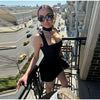 Women's White Floral Print Wide-strap Cami Dress With Waistband Satin Bodycon Mini Dresses Lady Elegant Party Robes