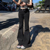 Low Waist Boot Cut Jeans For Women Stretch Denim Flared Pants Black Casual Female Bell Bottom Trousers