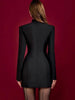 Stand Collar Long Sleeve Women Blazer Dress White Single Breasted Shoulder Pads Dress Winter Skinny Elegant Blazer Dress