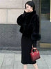 Korean Women Fur Thickening Outwear Advanced Female Faux Fur Coat Coat Autumn Winter Ladies Long Sleeves Plush Jacket