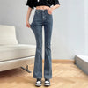 Women Flare Jeans Winter Streetwear Y2K Straight Pants Ankle Length Denim Jeans Girls Party Casual Retro Blue Trousers