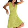 Dresses for Women Casual Plus Size Women's Floral Wrap V Neck Midi Dress A Line Swing Cap Sleeve Midi Vestidos De Fiesta