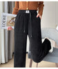 High Waist Retro Corduroy Stripe Women's Pants Fall Straight Causal Full Length Vintage Pockets All Match Japanese Y2k Trousers