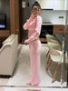 Fall Winter Knitted Suit Solid Cardigan Top Women's O neck Knitted Sweater Straight Trousers Two Piece Set Casual