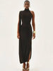 Split Turtleneck Sexy Maxi Dress Women Gown One-shoulder High Waist Bodycon Solid Club Party Long Dress Elegant
