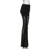 Aesthetic Sexy See Through Pants Women Dark Gothic Streetwear Vintage Coquette Grunge Ruffle Patchwork Flare Pants Femme