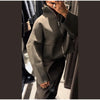 Vintage Stand Collar Women's Cropped Jacket Zipper Loose Full Sleeve Thick Warm Coat Autumn Winter Lady Outwear