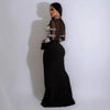 Women Full Sleeve Diamonds Mesh Rhinestones High Side Split Mermaid Maxi Long Dress Evening Sexy Party Dresses Vestidos