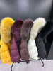 Lagabogy Winter Large Real Fur Hooded Puffer Jacket Women White Duck Down Mid Long Parka Thick Warm Knitted Sleeve Coat