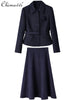OL Elegant Two-piece Set Autumn and Winter Long-sleeved Slim Jackets Coat High-waist Skirt Sets Women's Outfits