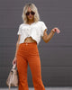 Corduroy Casual Trousers Women Autumn Winter Solid High-waist Flare Pants Lady Slim Black Gray Khaki Orange Long Pants