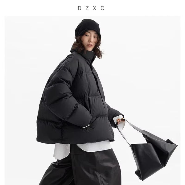 Women's Thickened Cocoon-Shaped Down Jacket, 90% Duck Down, Warm, Loose, Versatile Coat, Winter Model