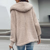 Lamb Leather Jacket Coat Women Long Sleeve Fleece Coats Outwear Buttoned Pocket Design Hooded Keep Warm Teddy Coat