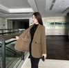 Women Autumn and Winter Blaze Black Cotton Lined Warm Suit Jacket Women's Korean Street Bombing Suit Coat