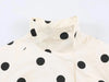 Women Chic Turtleneck Jacket Polka Dot Pattern Long Sleeve Loose Double Pockets Top Spring Autumn Casual Street Coat