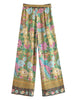 Women Peacock Floral Print Bohemian Wide Leg Pants Lady Elastic Waist Loose Rayon Boho Long Pant Oversize Trousers