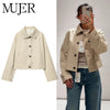 Mujer Women's Trench Coat Cropped Demi-season Jacket for Women Outerwears Short Women's Windbreaker Button Outdoor Coats Ladies