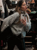 Women Fuzzy Sequin Knit Zip Up Cardigan Stand Collar Long Sleeve Oversized Loose Sweater Jacket Streetwear Outerwear