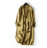 Spring Autumn Long Soft Elegant Flowy Satin Acetate Trench Coat for Women Chic British