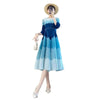 Women's Pleated Palace Style Dress Early Spring A-Line Skirt French Tea Break Waist Gradient Color Bud