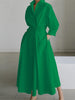 Women Elegant Shirt Dress Spring Autumn Long Sleeve Solid Color Print Maxi Dresses Casual Office Lady Dress Vestidos