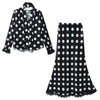 Sexy V Neck Polka Dots Satin Long Dress Women's Hight Waist Evening Dress Elegant Draped Long Sleeve Ribbon Slim Gowns