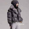 Lagabogy Winter Puffer Jacket Women Short 90% White Duck Down Coat Female Streetwear Warm Parkas Removable Sleeves Outwear