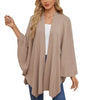 Elegant Shawl Wraps Soft Open Front Poncho Sweater Women Loose V-Neck Cape Casual Solid Color Soft Open Front Poncho Bat Shirt