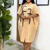 Loose Shirt Dress Lapel Single Breasted Half Sleeved Big Pocket Spliced midi Dresses Women Elegant Commuter Shirt