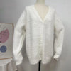 Women Knitted Thick Cashmere Wool Cardigan Chic V Neck Single Breasted Long Sleeve Sweater Fall Winter Coat Outwear
