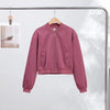 Elegant Full Sleeve Short Jacket Women Chic Zipper O-neck Shoulder-padded Blazer Coat Female Solid Coats Lady