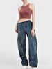 Loose Spliced Metal Decoration Versatile Jeans for Women High Waist Casual Wide Leg Jean Female Clothes