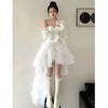 Elegant Heavy Off Shoulder Dresses Early Spring White Dress For Women Y2k Slim Waist Long Sleeve Vestidos De Mujer