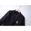 Navy Blue Blazer Autumn Winter Sophisticated Embroidered Suit Slim Fit Preppy Micro-Logo Blazer Ropa Mujer Woman Traf