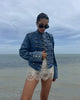 Women Vintage Denim Military Jacket Retro Solid Round Neck Single Breasted Slim Short Jackets Lady Daily Street Outerwear