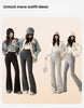 Winter High Waist Flared Pants Women Tummy Control Velvet Bell Bottom Trousers Thick Warm Wide Leg Pants Casual Streetwear Fashi