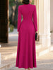 Women V Neck Long Sleeve Maxi Dress Elegant Ruched Waist Wrap Party Evening Gown Formal Cocktail Wedding Guest Dress